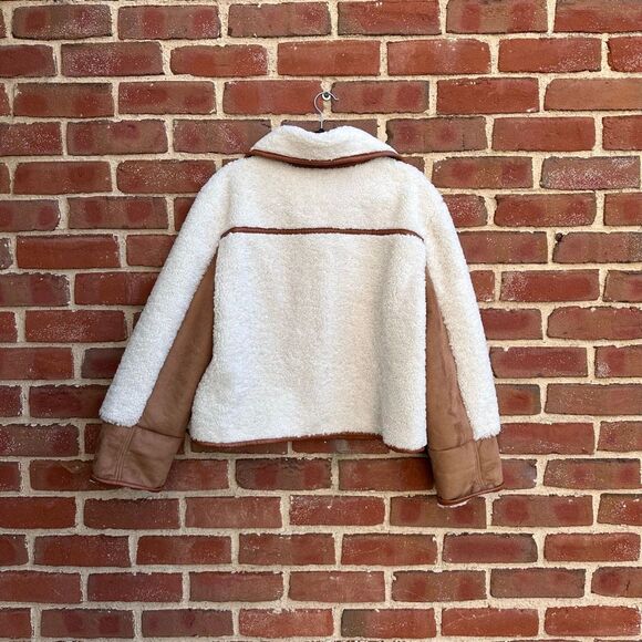 LOFT Brown and Cream Shearling Jacket - Picture 5 of 10